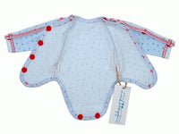 Frühchen- und Babybody "Smarty" mit Bauchöffnung und Klettverschluss, blaue Dreiecke, verschiedene Größen