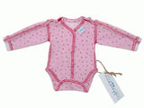 Frühchen- und Babybody "Smarty" mit Bauchöffnung und Klettverschluss, rosa Dreiecke, verschiedene Größen